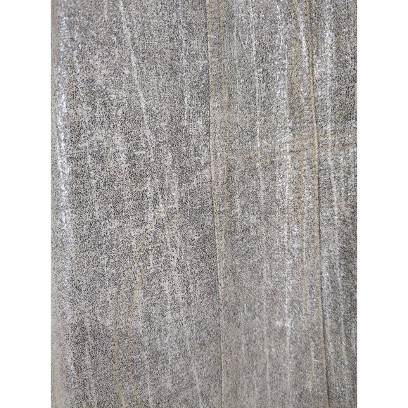 Chicos Reversible Leather Jacket Size 1 M Tan Silver Metallic Travel Full Zip - Picture 7 of 11